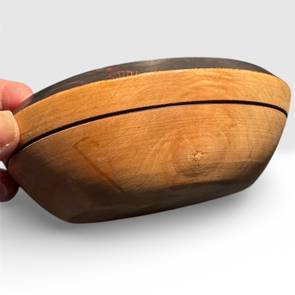 Handcrafted Wooden Bowl with Dark Rim - Picture 10 of 10